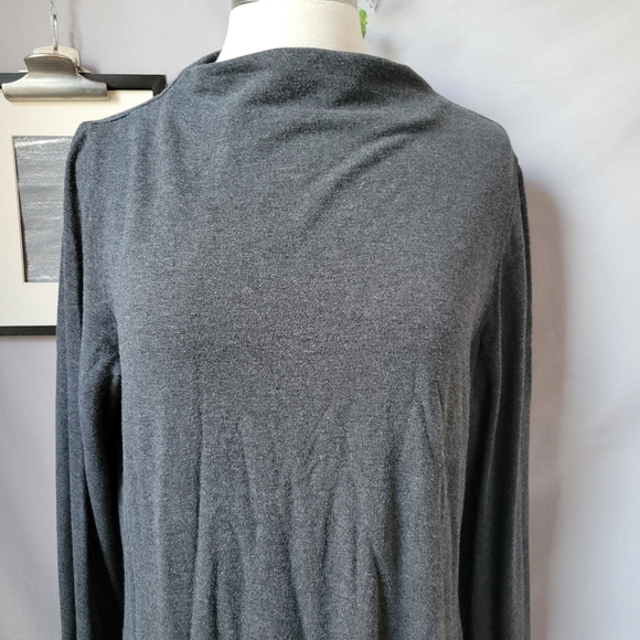 Encircled Comfy Puff Sleeve Mock Neck Dress Gray L - Picture 4 of 16
